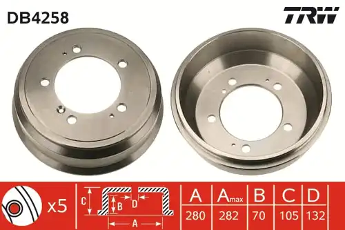 спирачен барабан TRW DB4258