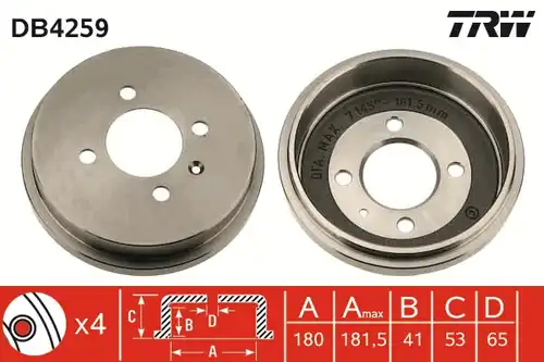 спирачен барабан TRW DB4259