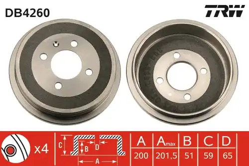 спирачен барабан TRW DB4260