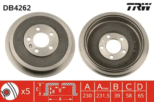 спирачен барабан TRW DB4262