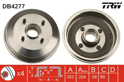 спирачен барабан TRW DB4277