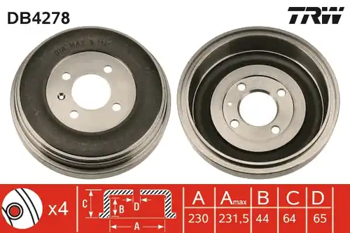 спирачен барабан TRW DB4278