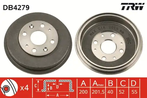 спирачен барабан TRW DB4279