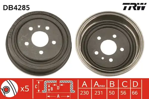 спирачен барабан TRW DB4285