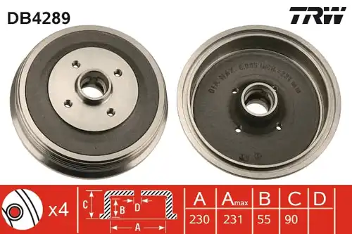 спирачен барабан TRW DB4289