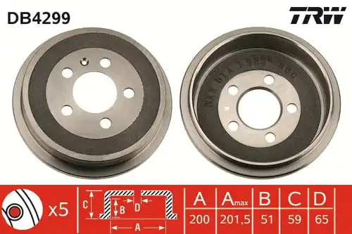 спирачен барабан TRW DB4299