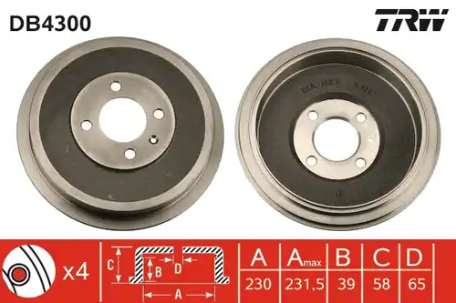 спирачен барабан TRW DB4300