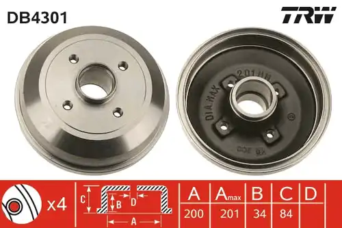 спирачен барабан TRW DB4301