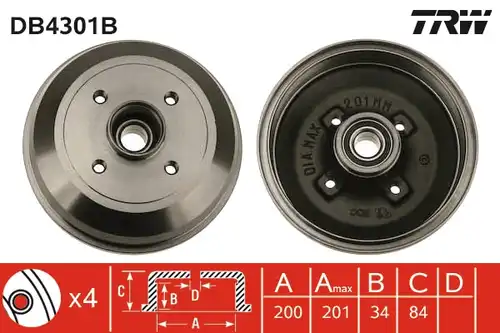 спирачен барабан TRW DB4301B