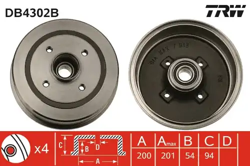 спирачен барабан TRW DB4302B