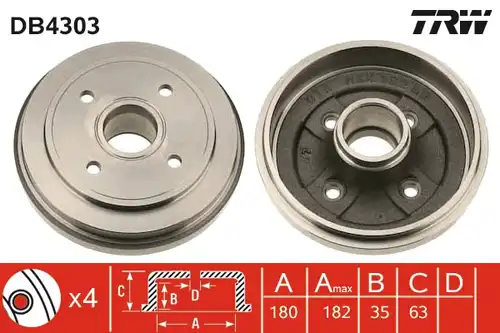 спирачен барабан TRW DB4303