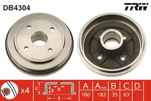 спирачен барабан TRW DB4304