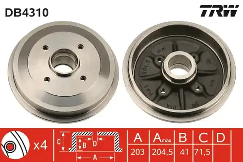 спирачен барабан TRW DB4310