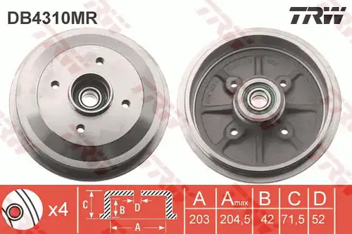 спирачен барабан TRW DB4310MR