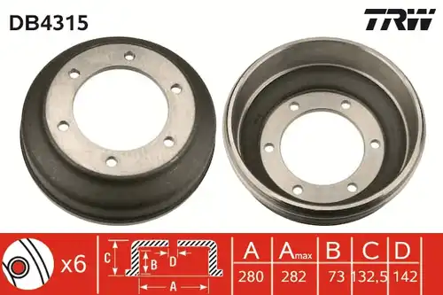 спирачен барабан TRW DB4315