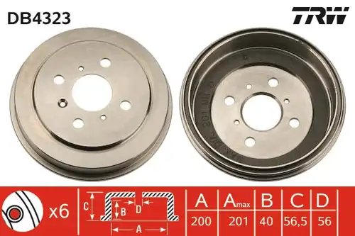 спирачен барабан TRW DB4323