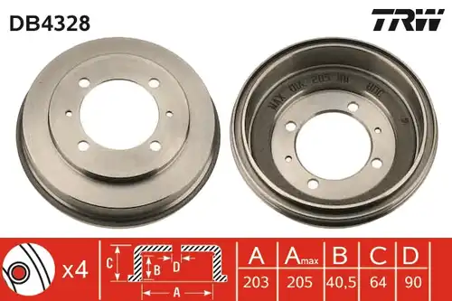 спирачен барабан TRW DB4328