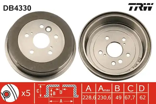 спирачен барабан TRW DB4330