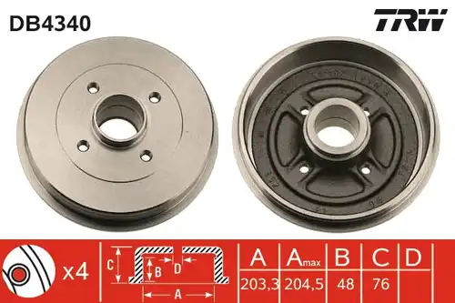 спирачен барабан TRW DB4340