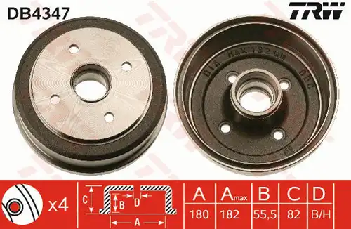 спирачен барабан TRW DB4347