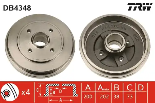 спирачен барабан TRW DB4348