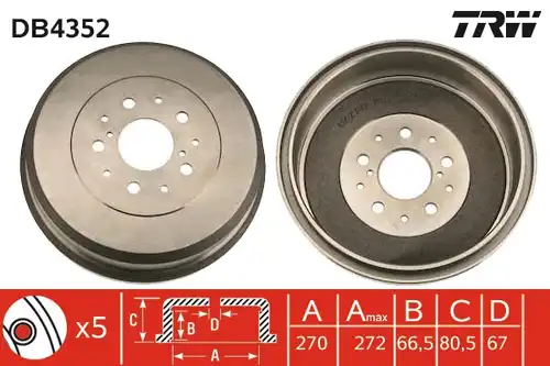 спирачен барабан TRW DB4352