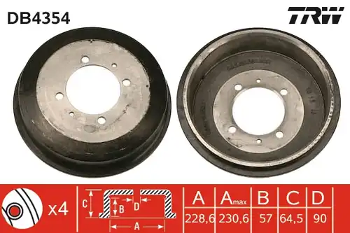 спирачен барабан TRW DB4354