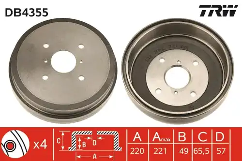 спирачен барабан TRW DB4355