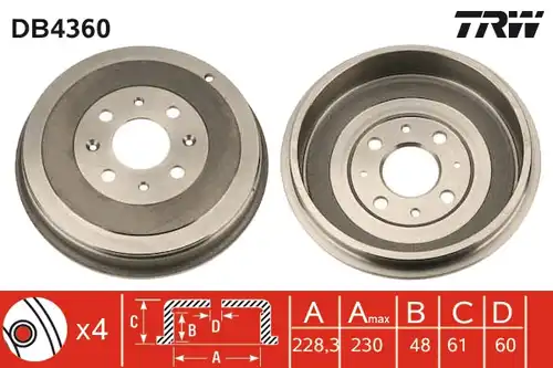 спирачен барабан TRW DB4360