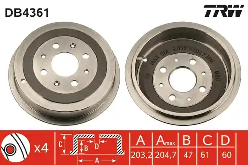 спирачен барабан TRW DB4361