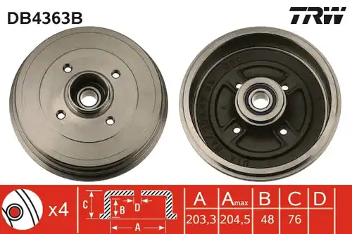 спирачен барабан TRW DB4363B