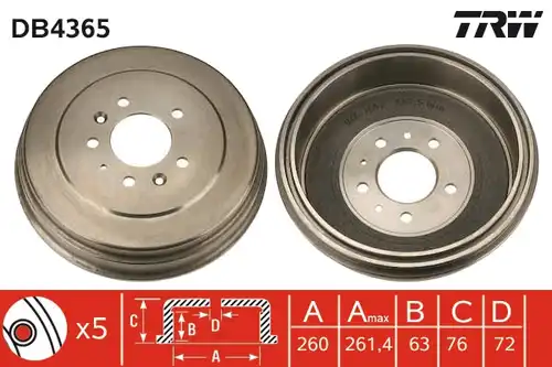 спирачен барабан TRW DB4365