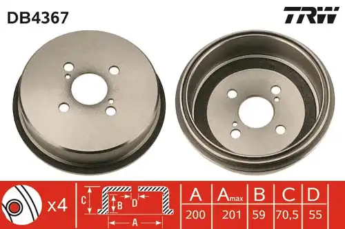 спирачен барабан TRW DB4367