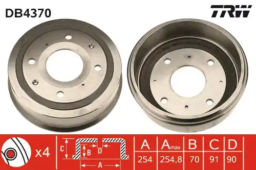 спирачен барабан TRW DB4370