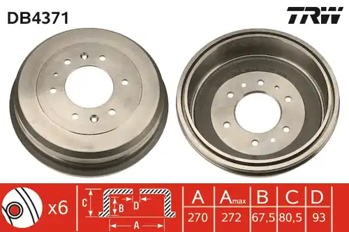 спирачен барабан TRW DB4371