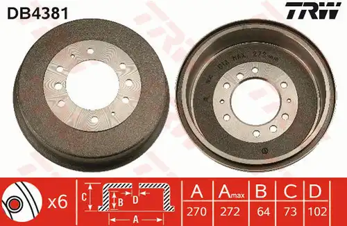 спирачен барабан TRW DB4381