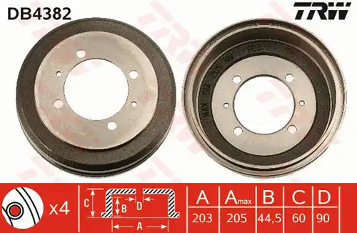 спирачен барабан TRW DB4382