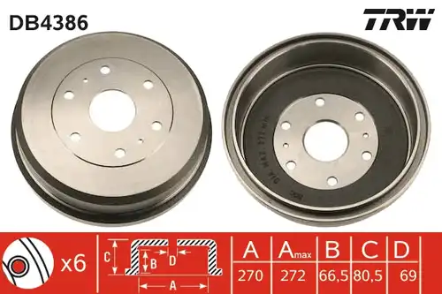 спирачен барабан TRW DB4386