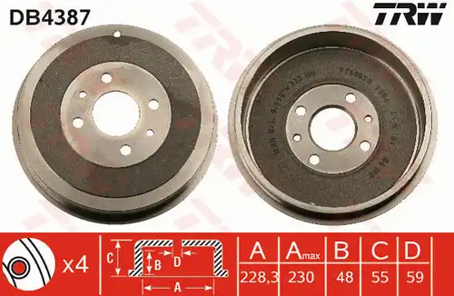 спирачен барабан TRW DB4387