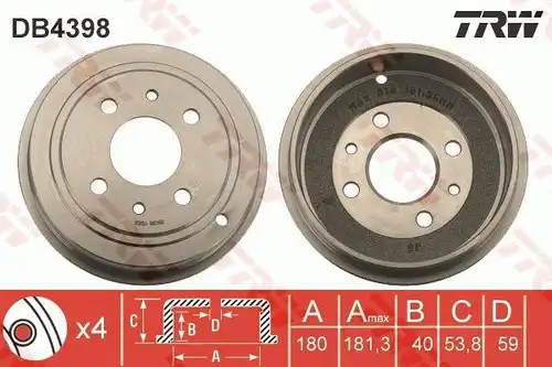 спирачен барабан TRW DB4398