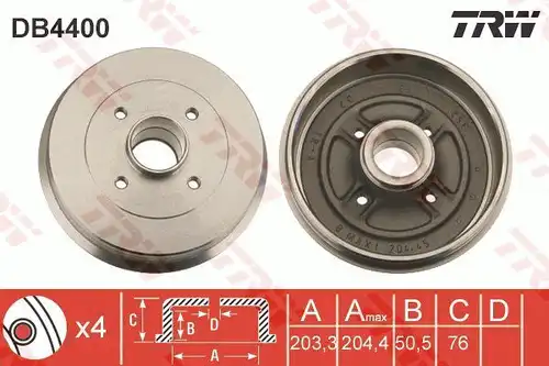 спирачен барабан TRW DB4400