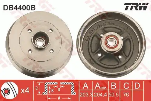 спирачен барабан TRW DB4400B