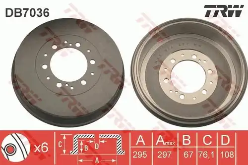 спирачен барабан TRW DB7036