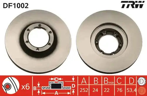 спирачен диск TRW DF1002