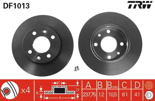 спирачен диск TRW DF1013