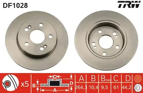 спирачен диск TRW DF1028