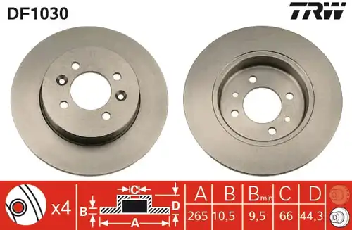 спирачен диск TRW DF1030