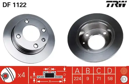 спирачен диск TRW DF1122