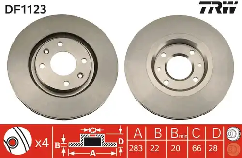 спирачен диск TRW DF1123