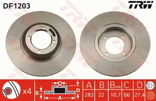 спирачен диск TRW DF1203